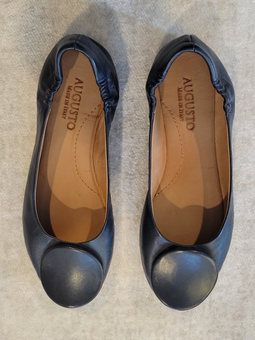 Black Leather Made in Italy Women's Flats Shoes, Augusto, Size 37.5